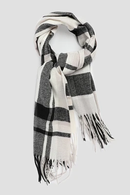 Ardene Checkered Scarf in Dark Grey | Polyester