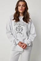 Ardene Paris Crew Neck Sweatshirt in Light Grey | Size | Polyester/Cotton | Fleece-Lined