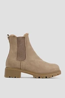 Ardene Warm-Lined Chelsea Boots in Beige | Size | Faux Leather/Faux Suede | Eco-Conscious