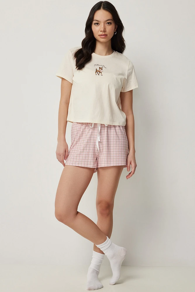 Ardene Printed Super Soft PJ Shorts in Light | Size | Polyester/Spandex | Eco-Conscious