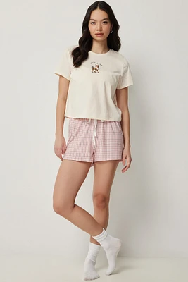 Ardene Printed Super Soft PJ Shorts in Light | Size | Polyester/Spandex | Eco-Conscious