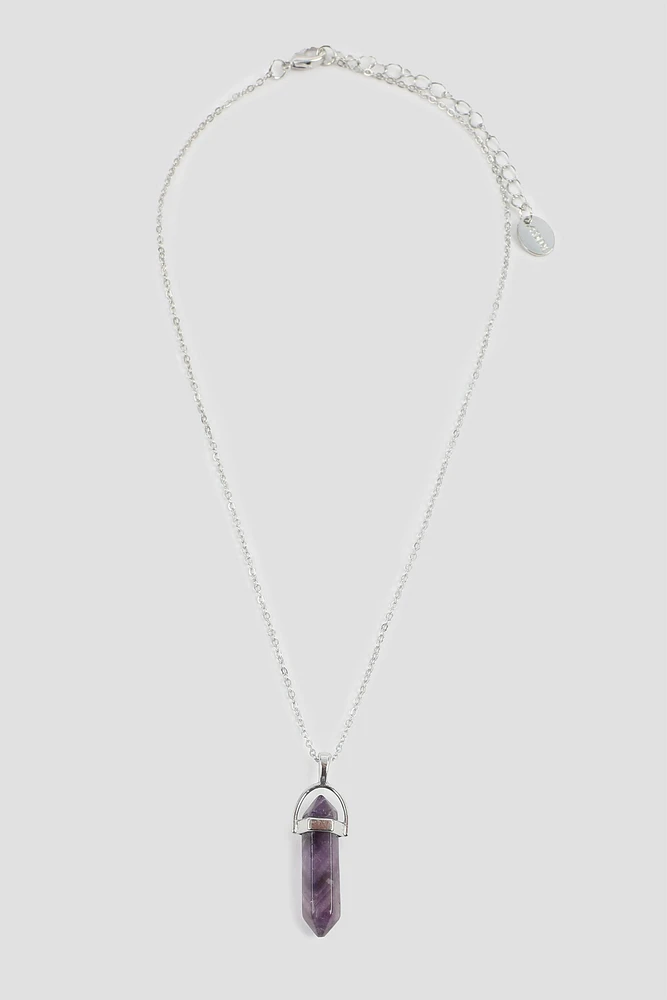 Ardene Necklace with Semi-Precious Stone in Purple