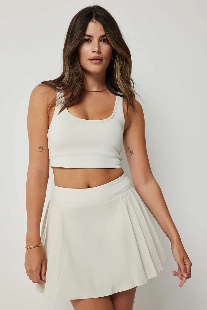Ardene Pleated Active Skirt in White | Size | Polyester/Spandex