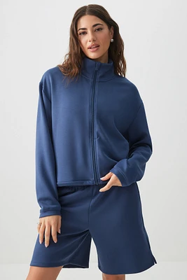 Ardene Scuba Jacket in Dark Blue | Size | Polyester/Spandex/Viscose | Eco-Conscious