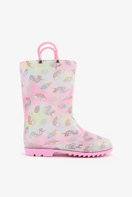 Ardene Printed Rain Boots For Kids in Pink | Size | Rubber