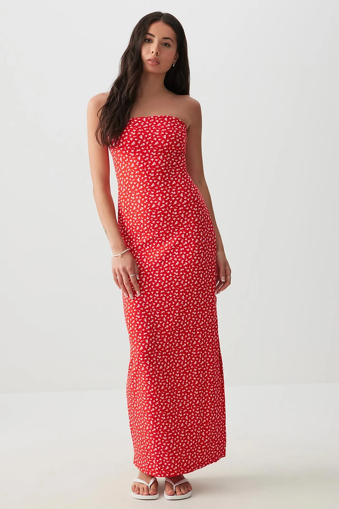 Ardene Maxi Tube Dress with Slit in | Size | Polyester/Elastane
