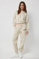 Ardene Destination Sweatpants in Beige | Size | Polyester/Cotton | Fleece-Lined