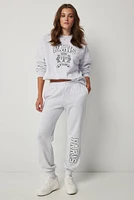 Ardene Paris Sweatpants in Light Grey | Size | Polyester/Cotton | Fleece-Lined