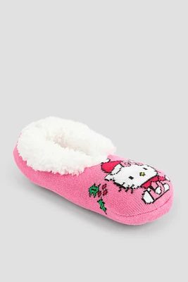 Ardene Festive Hello Kitty Slippers in Light Pink | Polyester/Spandex