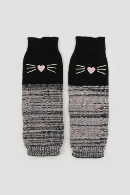 Ardene Cat Leg Warmers For Kids in Black | Polyester