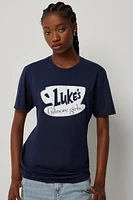 Ardene Oversized Gilmore Girls Graphic T-Shirt in Dark Blue | Size | 100% Cotton