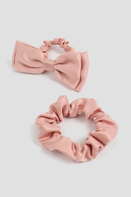 Ardene 2-Pack Satin Scrunchies in Light Pink | Eco-Conscious