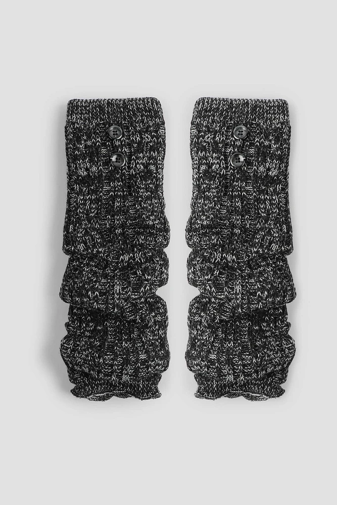 Ardene Leg Warmers with Buttons in Dark Grey | 100% Acrylic