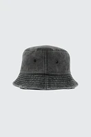 Ardene Distressed Bucket Hat in Black | 100% Cotton
