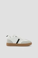 Ardene Kids Retro Laced Sneakers in White | Size | Faux Suede