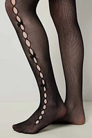 Ardene Cutout Tights with Bows in Black | Size | Nylon/Spandex