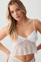 Ardene Mesh Baby Doll Tank in White | Size | Polyester/Spandex | Eco-Conscious