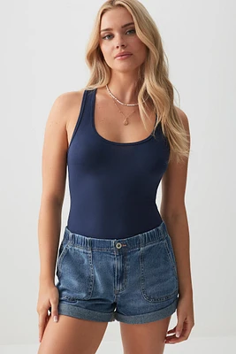 Ardene Effortless Basic Scoop Tank in Dark Blue | Size | Polyester/Elastane | Eco-Conscious