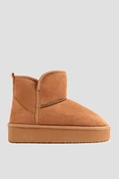 Ardene Platform Faux Sheepskin Boots in Cognac | Size | Faux Suede | Eco-Conscious | Microfiber