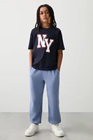 Ardene Kids Solid Sweatpants in Medium Blue | Size | Polyester/Cotton | Fleece-Lined