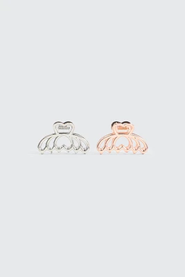 Ardene 2-Pack Heart Cutout Hair Claw in Silver