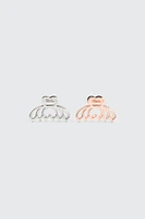 Ardene 2-Pack Heart Cutout Hair Claw in Silver
