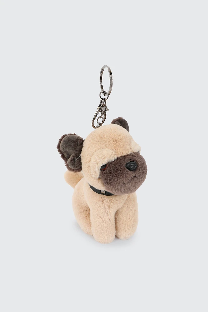 Ardene Kids Plush Dog Keychain in Beige