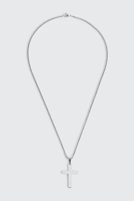 Ardene Man Stainless Steel Cross Pendant Chain Necklace For Men in Silver