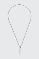 Ardene Man Stainless Steel Cross Pendant Chain Necklace For Men in Silver