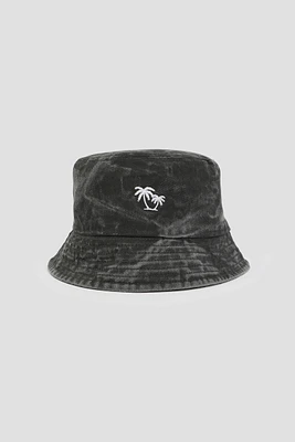 Ardene Palm Tree Bucket Hat in Black | 100% Cotton