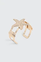 Ardene Starfish & Clam Shell Bangle in Gold