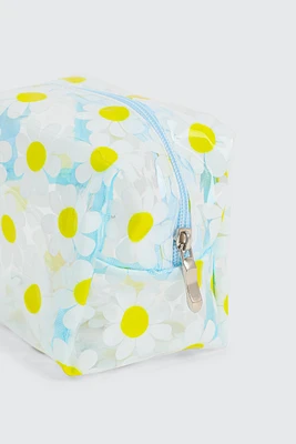 Ardene Clear Daisy Makeup Bag in White