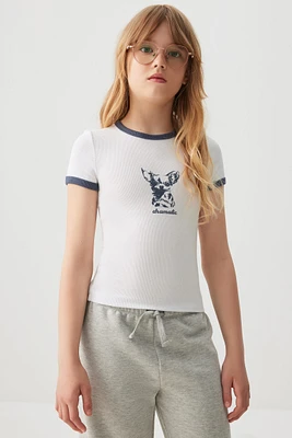 Ardene Kids Graphic Ringer T-Shirt in White | Size | Cotton/Elastane