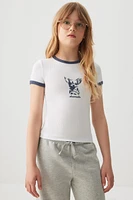Ardene Kids Graphic Ringer T-Shirt in White | Size | Cotton/Elastane