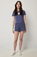 Ardene Rib Super Soft PJ Shorts in Dark Blue | Size | Polyester/Spandex | Eco-Conscious