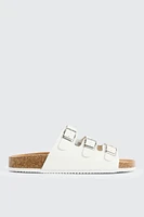 Ardene Three-Buckle Sandals in White | Size | Faux Suede | Eco-Conscious