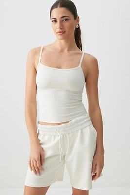 Ardene Scoop Neck Fitted Tank Top in White | Size | Nylon/Elastane | Eco-Conscious