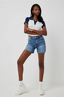 Ardene High Rise Midi Denim Shorts in | Size | Cotton/Elastane