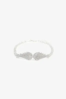 Ardene Rhinestone Wings Anklet in Silver