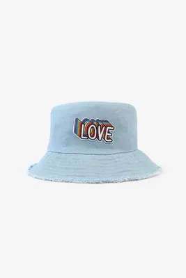 Ardene LOVE Bucket Hat in Light Blue | 100% Cotton