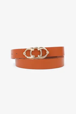 Ardene Accent Buckle Belt in Brown | Size Small | Faux Leather