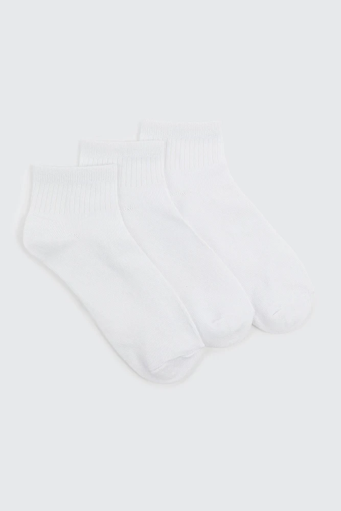 Ardene 3-Pack Demi Crew Socks in White | Polyester/Spandex