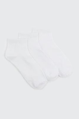 Ardene 3-Pack Demi Crew Socks in White | Polyester/Spandex