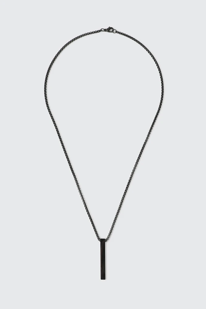 Ardene Man Black Bar Pendant Necklace For Men