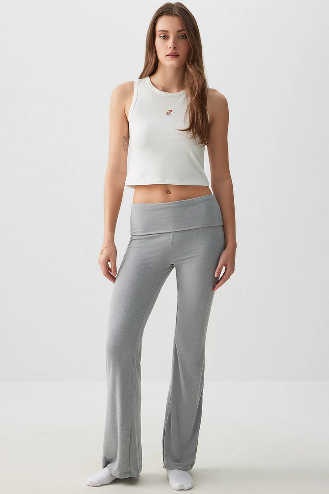 Ardene Super Soft Flare PJ Pants in Grey | Size | Polyester/Elastane | Eco-Conscious