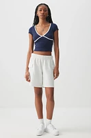 Ardene French Terry Cargo Sweatshorts in Light Grey | Size | Polyester/Cotton | Eco-Conscious