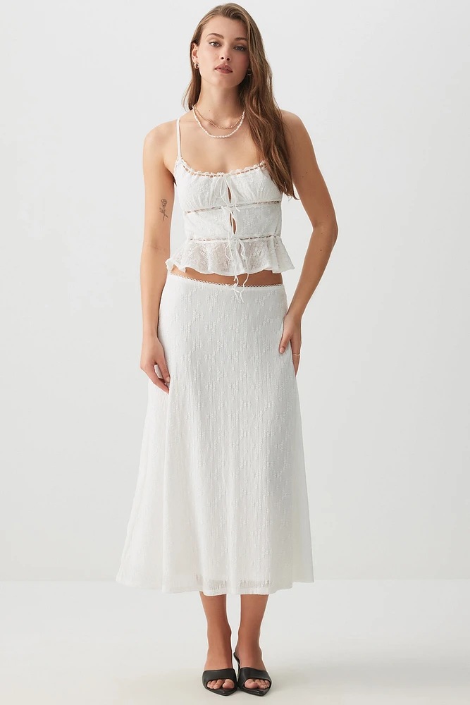 Ardene Textured Mesh Long Flowy Skirt in | Size | Polyester/Nylon/Elastane