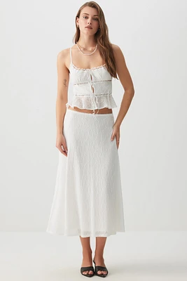 Ardene Textured Mesh Long Flowy Skirt in | Size | Polyester/Nylon/Elastane