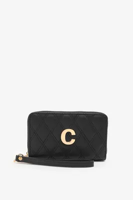 Ardene Initial C Wallet in Black | Faux Leather