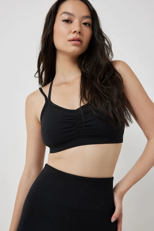 Ardene MOVE Mesh Top with Integrated Bra in Black, Size, Polyester/Elastane/Polyamide